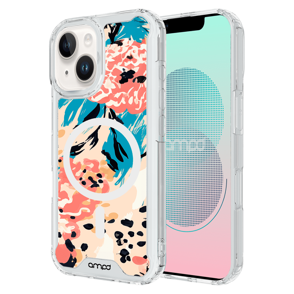Wholesale cell phone accessory AMPD - HD Print MagSafe Case for Apple iPhone 13 - Blue Blossom