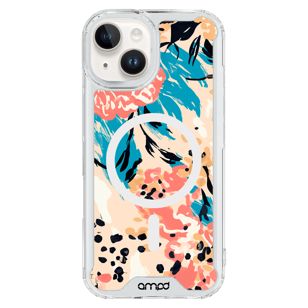 Wholesale cell phone accessory AMPD - HD Print MagSafe Case for Apple iPhone 13 - Blue Blossom