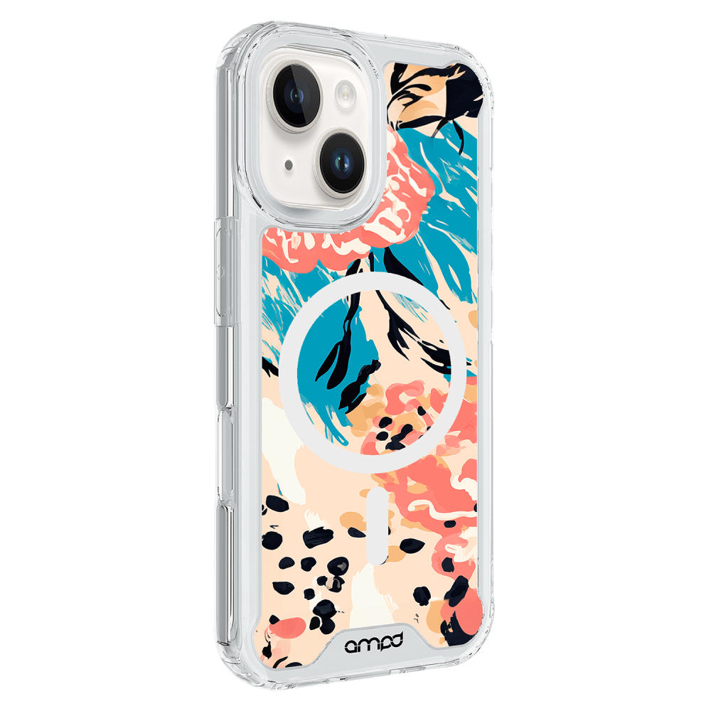 Wholesale cell phone accessory AMPD - HD Print MagSafe Case for Apple iPhone 13 - Blue Blossom