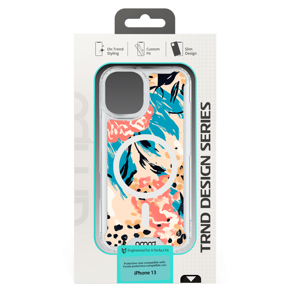 Wholesale cell phone accessory AMPD - HD Print MagSafe Case for Apple iPhone 13 - Blue Blossom