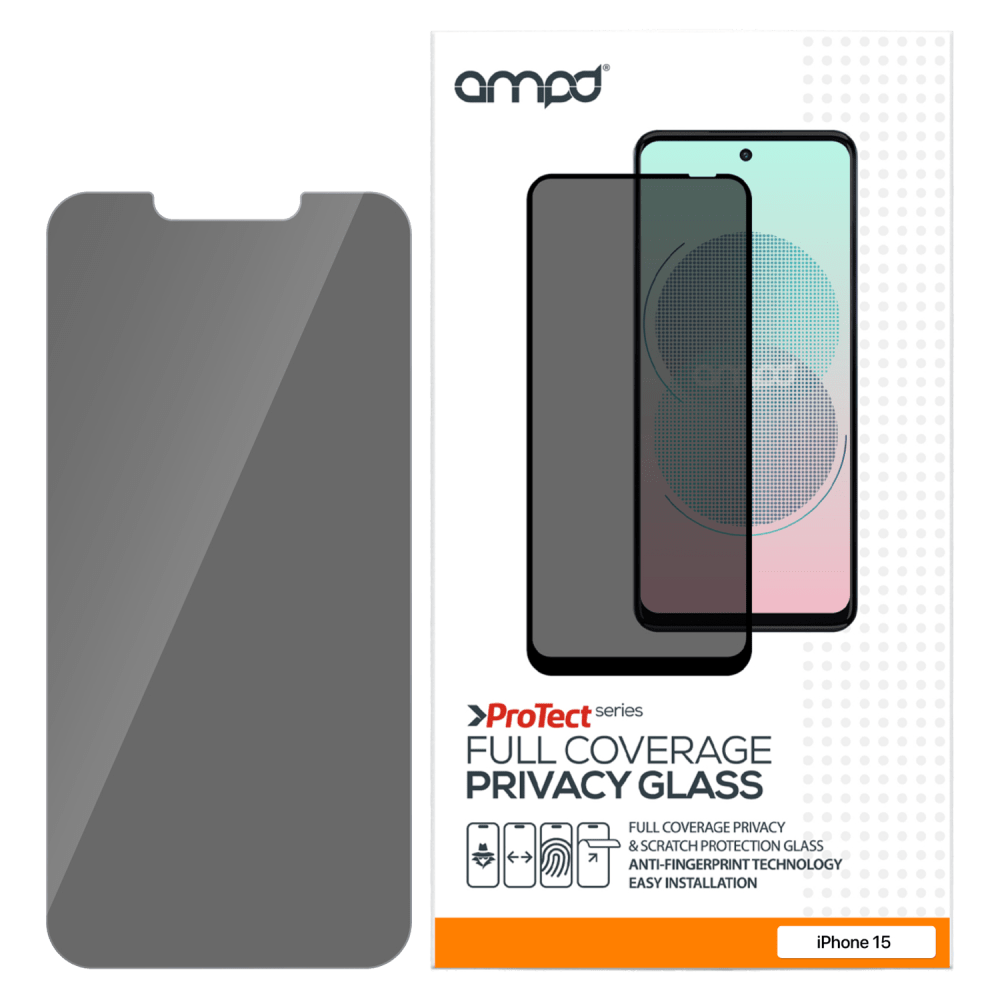 Wholesale cell phone accessory AMPD - Full Faced Privacy Impact Tempered Glass Screen Protector