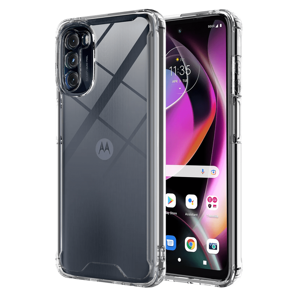 Wholesale cell phone accessory AMPD - TPU  /  Acrylic Hard Shell Case for Motorola Moto G 5G