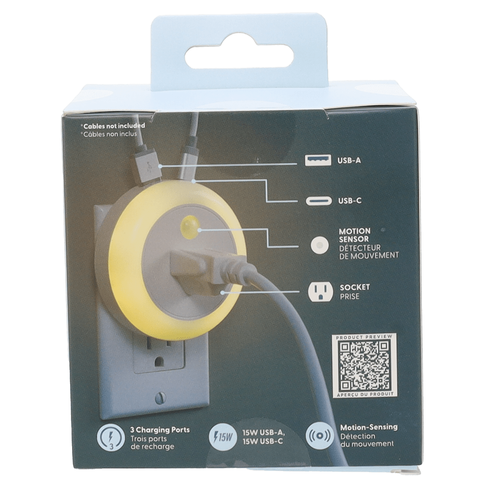 Wholesale cell phone accessory Amaze - Extension Port Motion Detection Night Light - White