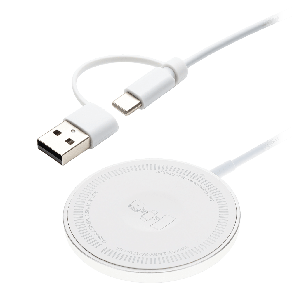 Wholesale cell phone accessory Amaze - 3-in-1 Magnetic Charging Puck - White