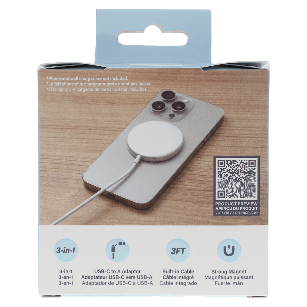 Wholesale cell phone accessory Amaze - 3-in-1 Magnetic Charging Puck - White