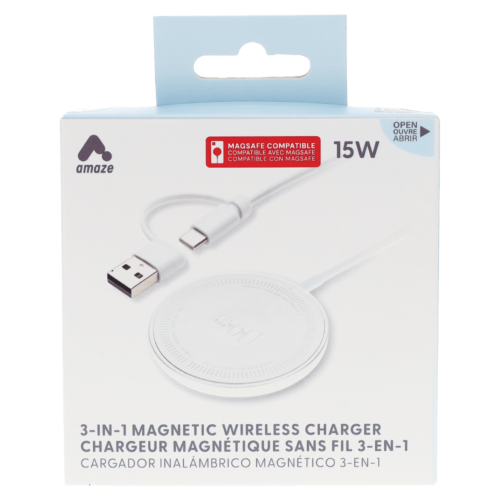Wholesale cell phone accessory Amaze - 3-in-1 Magnetic Charging Puck - White