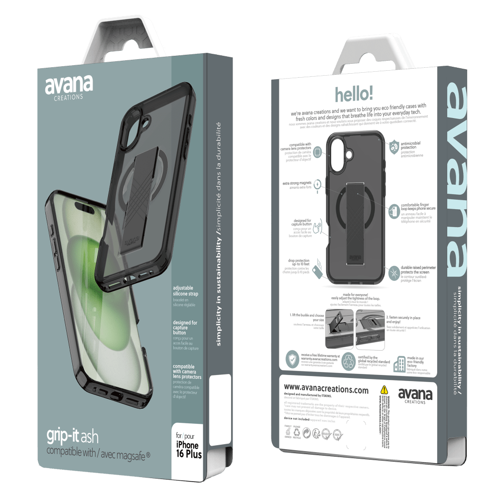 Wholesale cell phone accessory Avana - Grip-It MagSafe Case for Apple iPhone 16 Plus - Ash