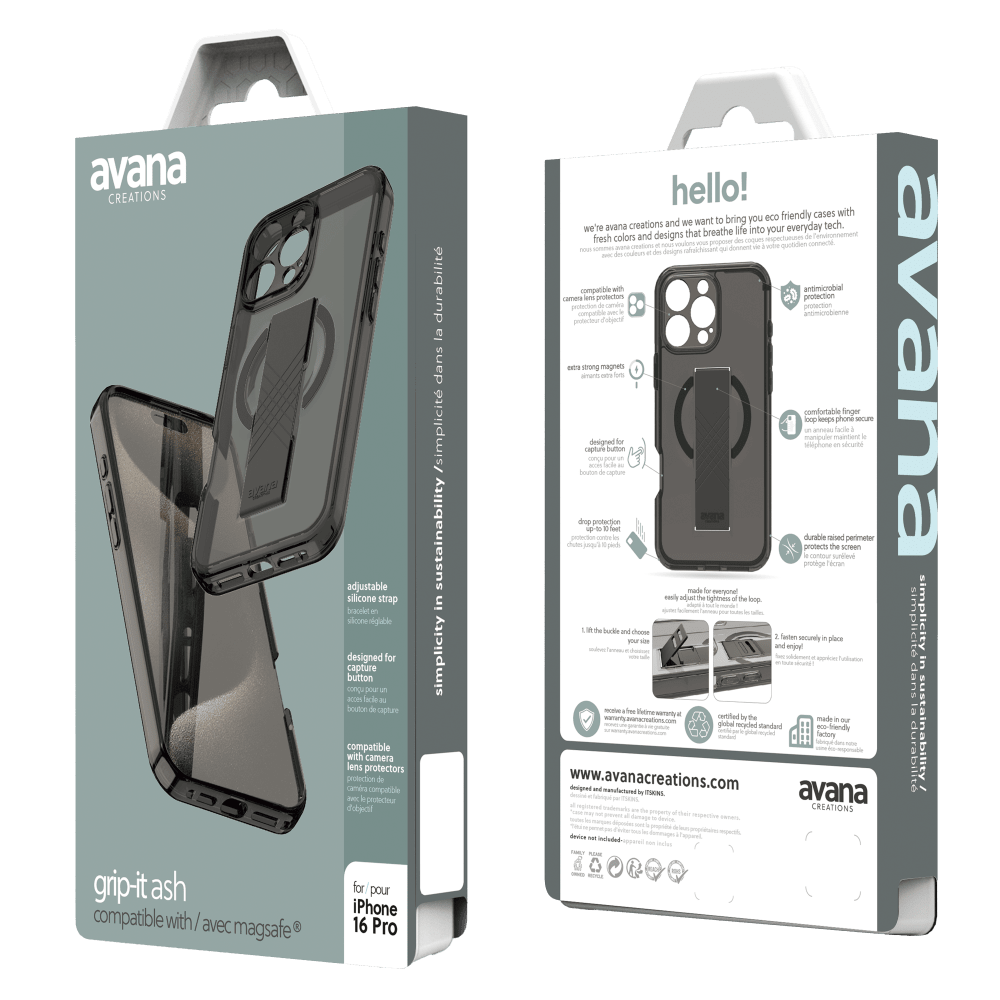 Wholesale cell phone accessory Avana - Grip-It MagSafe Case for Apple iPhone 16 Pro - Ash