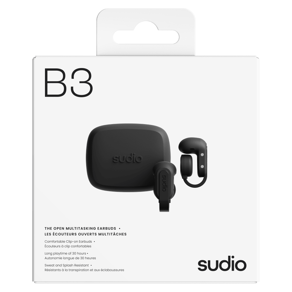 Wholesale cell phone accessory Sudio - B3 Clip-On Open Ear Earbuds - Black