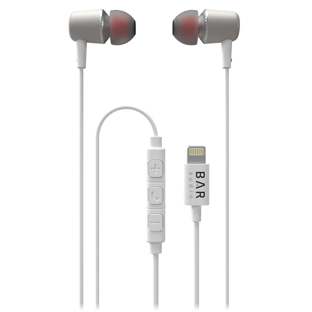 Wholesale cell phone accessory Bar Audio - Apple Lightning In Ear Wired Headphones - White