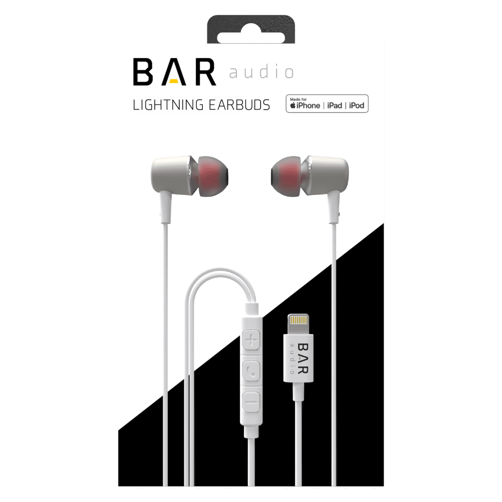 Wholesale cell phone accessory Bar Audio - Apple Lightning In Ear Wired Headphones - White