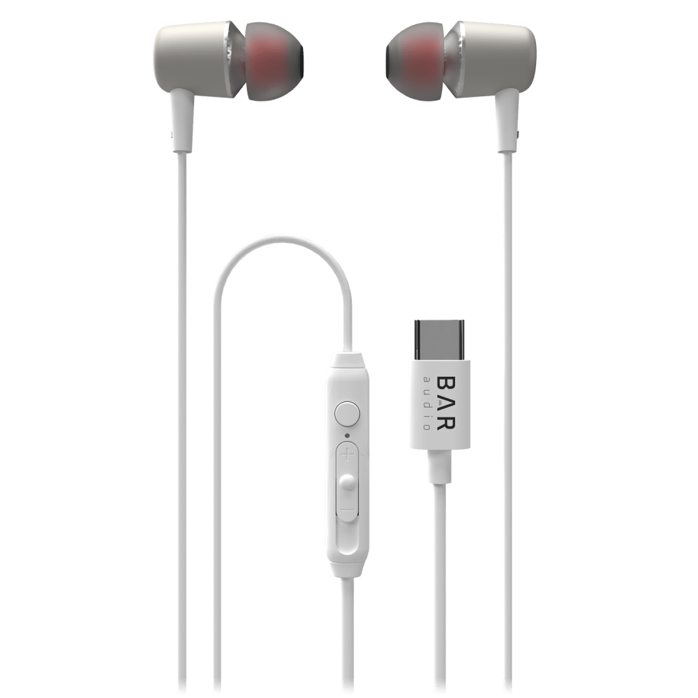 Wholesale cell phone accessory Bar Audio - USB C In Ear Wired Headphones - White