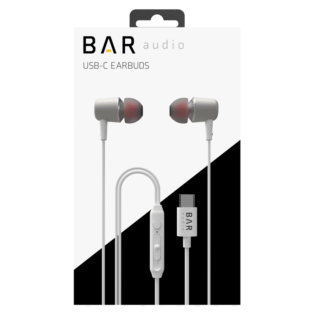 Wholesale cell phone accessory Bar Audio - USB C In Ear Wired Headphones - White