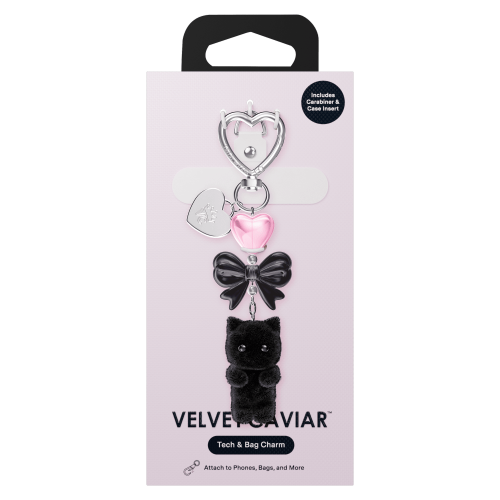 Wholesale cell phone accessory VELVET CAVIAR - Tech and Bag Charm - Black Cat