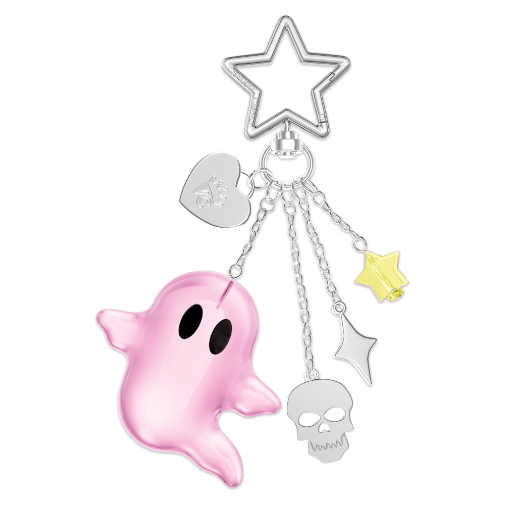 Wholesale cell phone accessory VELVET CAVIAR - Tech and Bag Charm - Pink Ghosted