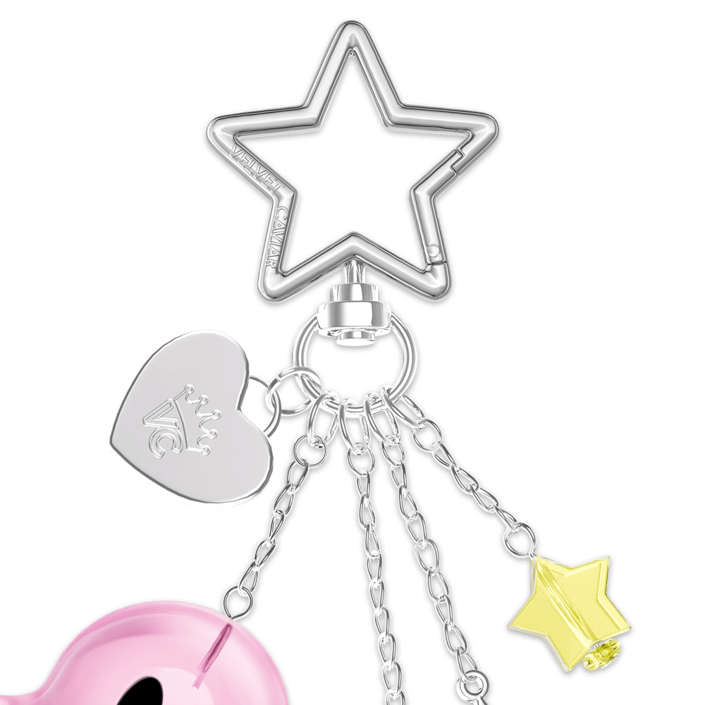 Wholesale cell phone accessory VELVET CAVIAR - Tech and Bag Charm - Pink Ghosted