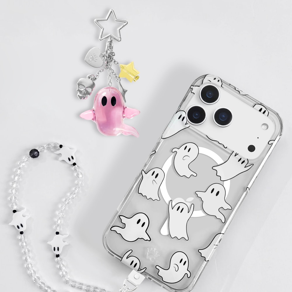 Wholesale cell phone accessory VELVET CAVIAR - Tech and Bag Charm - Pink Ghosted