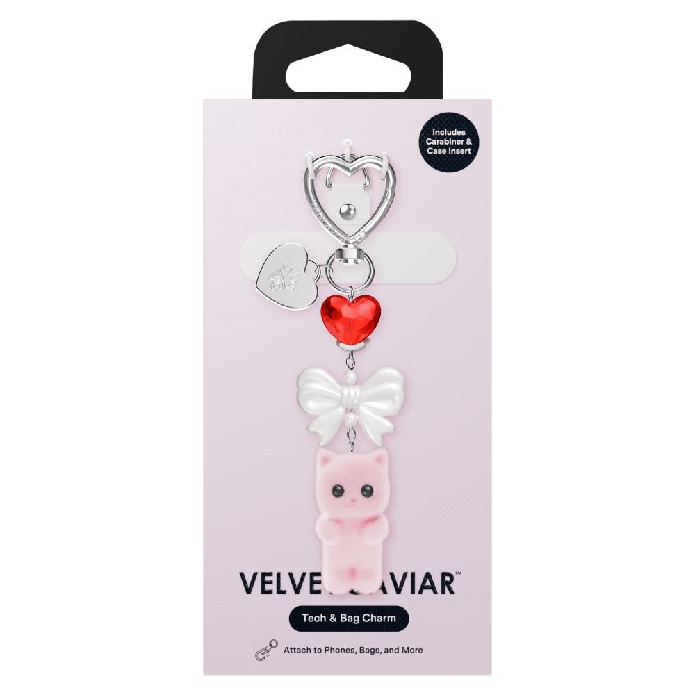 Wholesale cell phone accessory VELVET CAVIAR - Tech and Bag Charm - Pink Cat