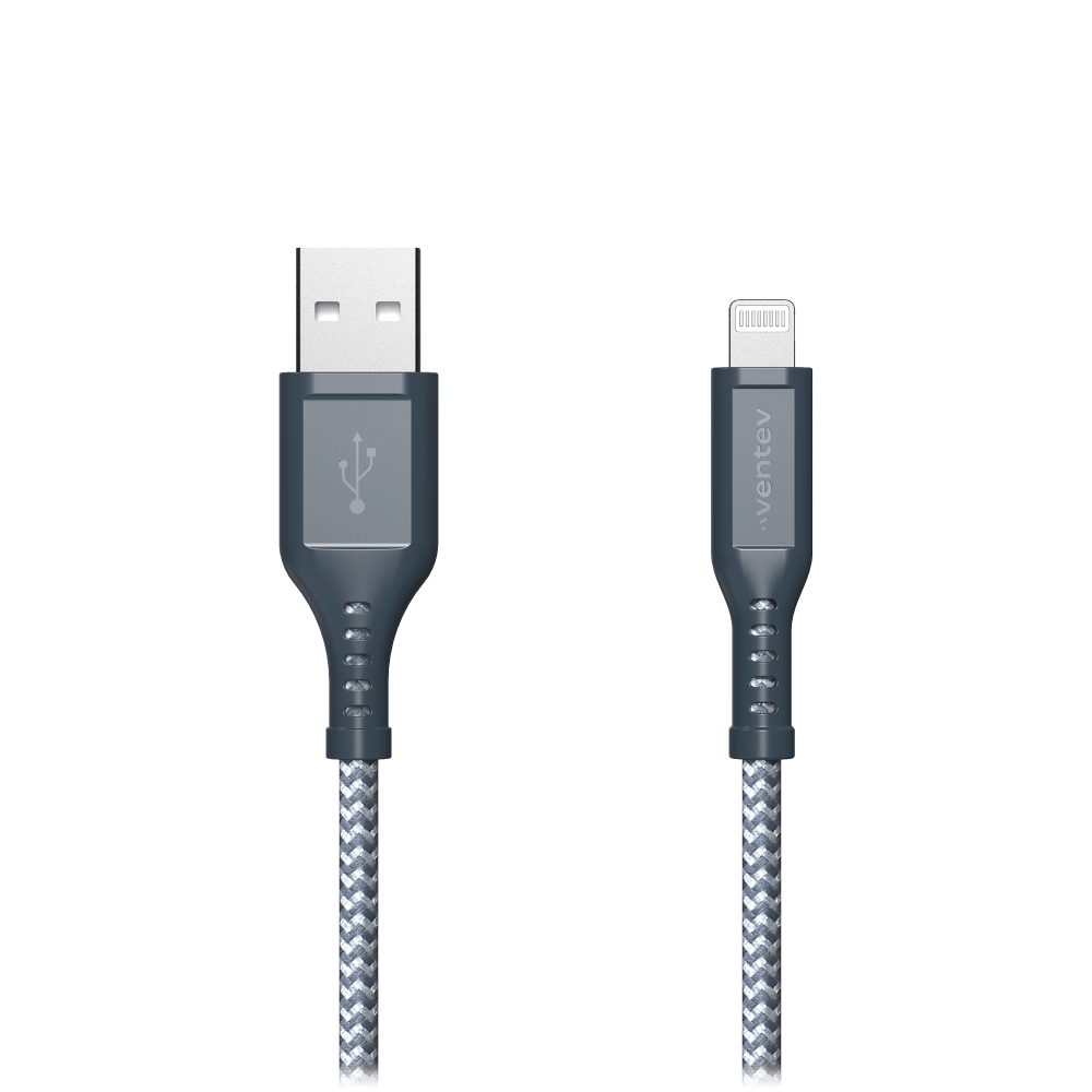 Wholesale cell phone accessory Ventev - High Speed USB A to Apple Lightning Braided Cable with