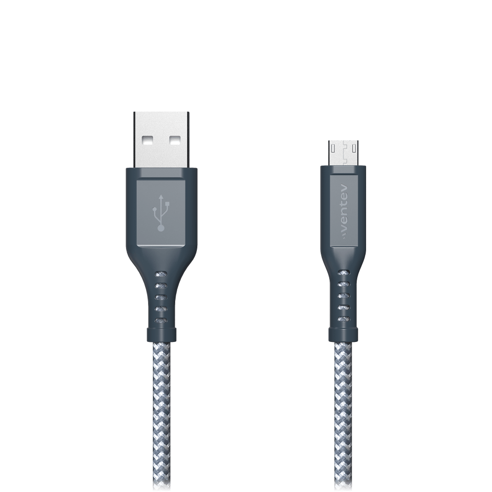 Wholesale cell phone accessory Ventev - High Speed USB A to Micro USB Braided Cable with 2x
