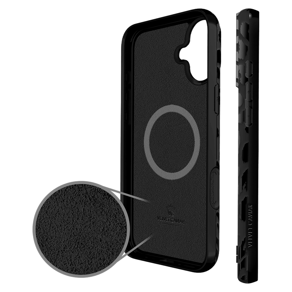 Wholesale cell phone accessory VELVET CAVIAR - MagSafe Case for Apple iPhone 16 - Black Leopard