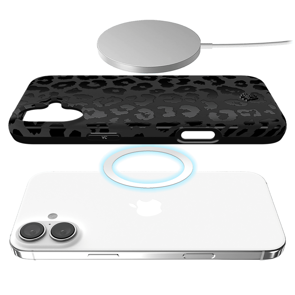 Wholesale cell phone accessory VELVET CAVIAR - MagSafe Case for Apple iPhone 16 - Black Leopard