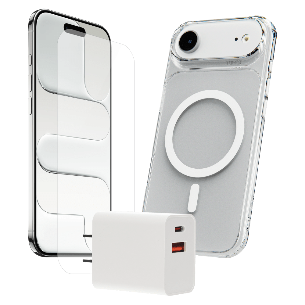 Wholesale cell phone accessory TUFF8 - Bundle (Includes Tempered Glass /  PD Wall Charger 35W