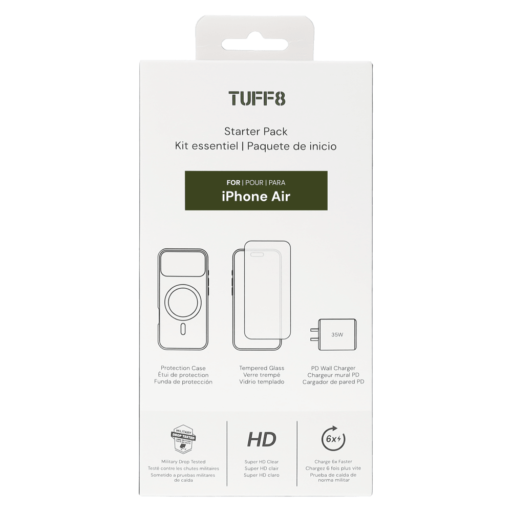 Wholesale cell phone accessory TUFF8 - Bundle (Includes Tempered Glass /  PD Wall Charger 35W