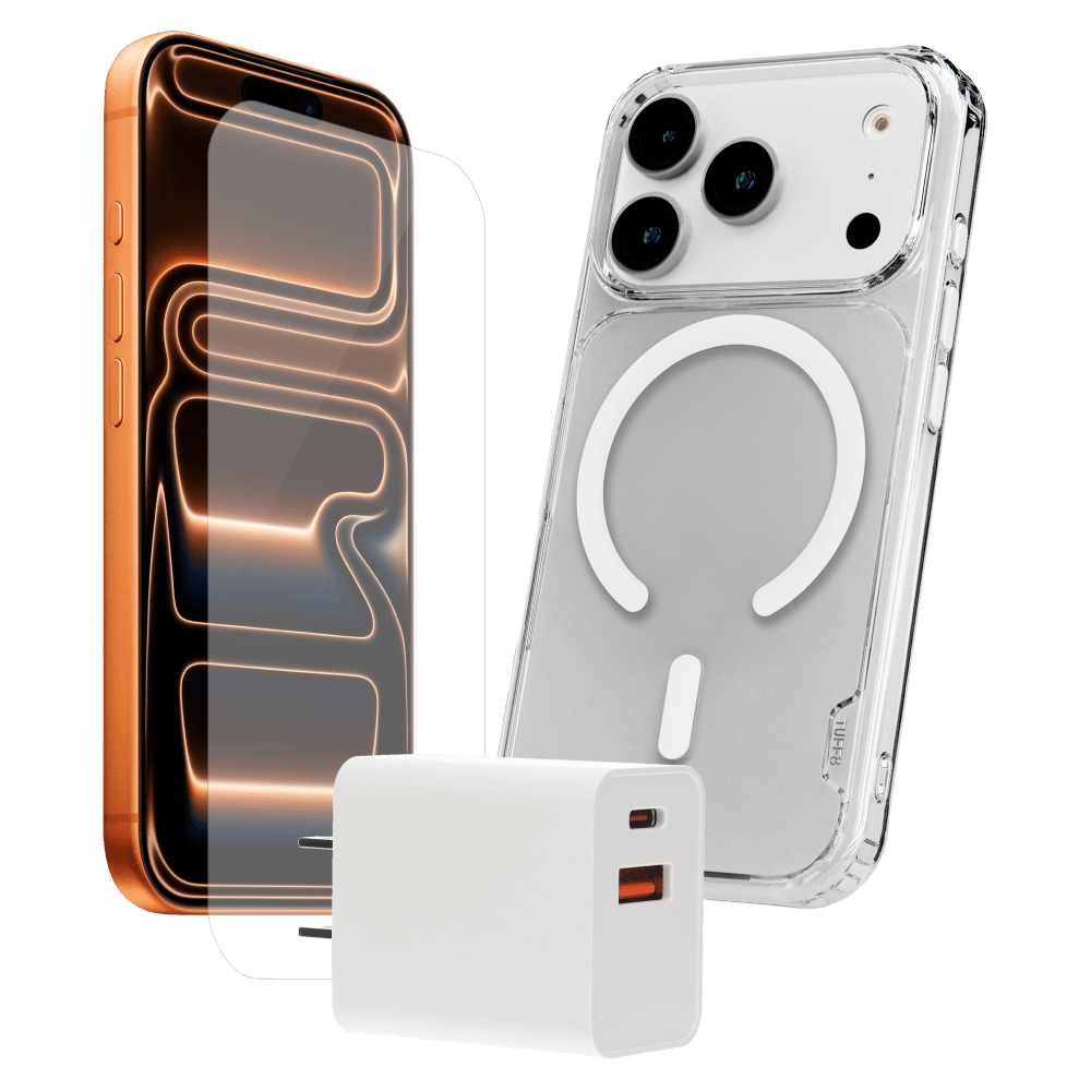 Wholesale cell phone accessory TUFF8 - Bundle (Includes Tempered Glass /  PD Wall Charger 35W