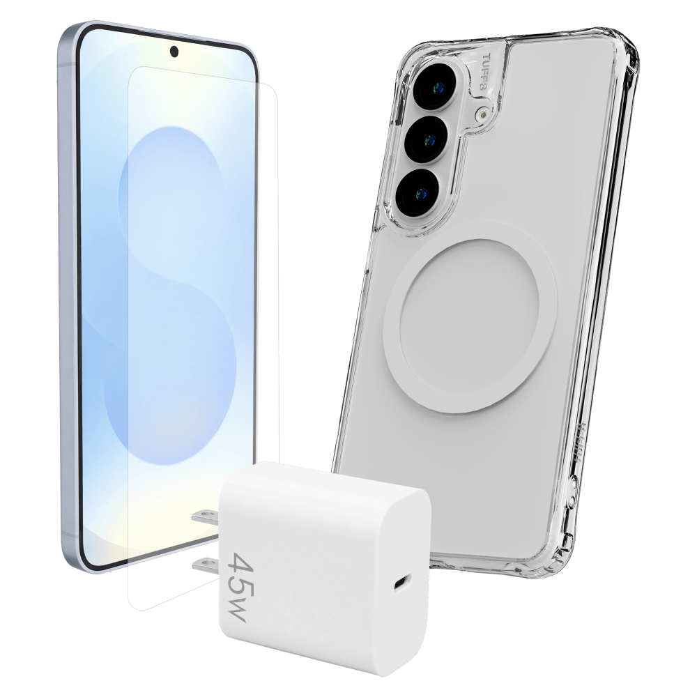 Wholesale cell phone accessory TUFF8 - Bundle (Includes Tempered Glass /  PD Wall Charger 45W