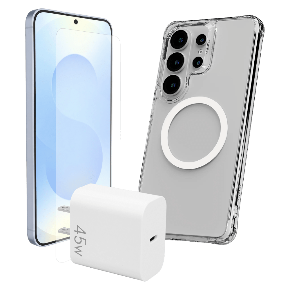 Wholesale cell phone accessory TUFF8 - Bundle (Includes Tempered Glass /  PD Wall Charger 45W