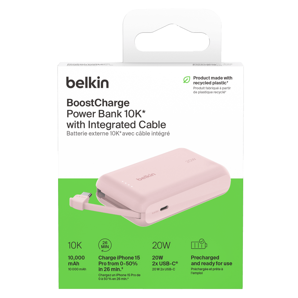 Wholesale cell phone accessory Belkin - BoostCharge Power Bank with Integrated Cable 10,000