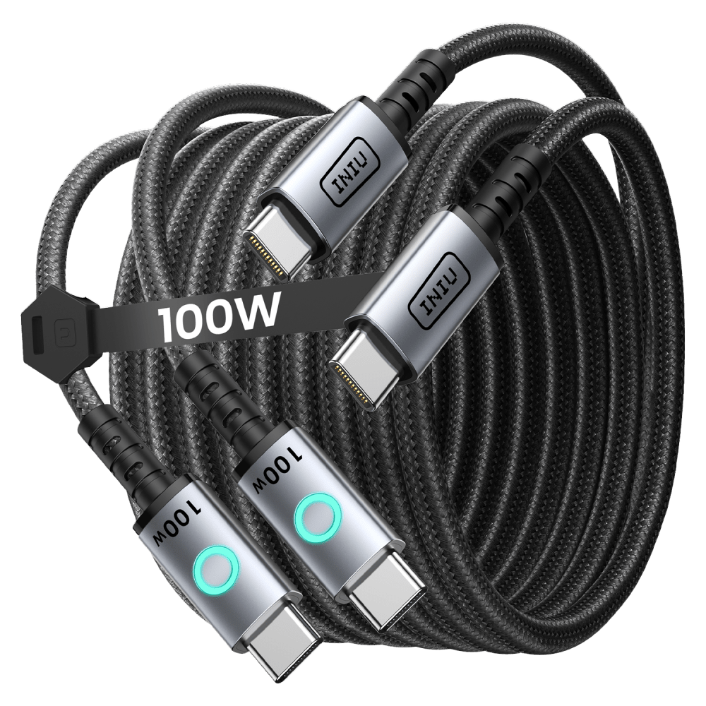 Wholesale cell phone accessory INIU - Leopard USB C to USB C Cable 100W - Black
