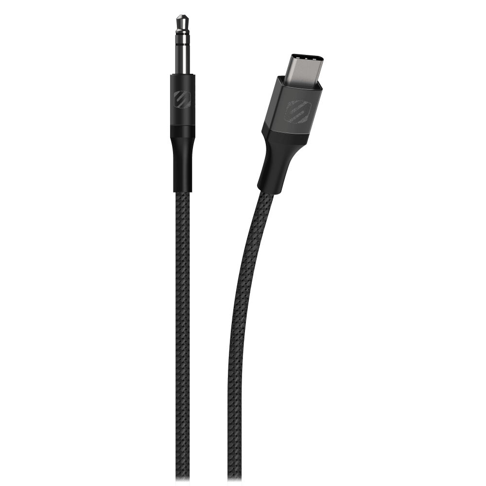 Wholesale cell phone accessory Scosche - Braided USB C to 3.5mm Aux Cable 4ft - Space Gray