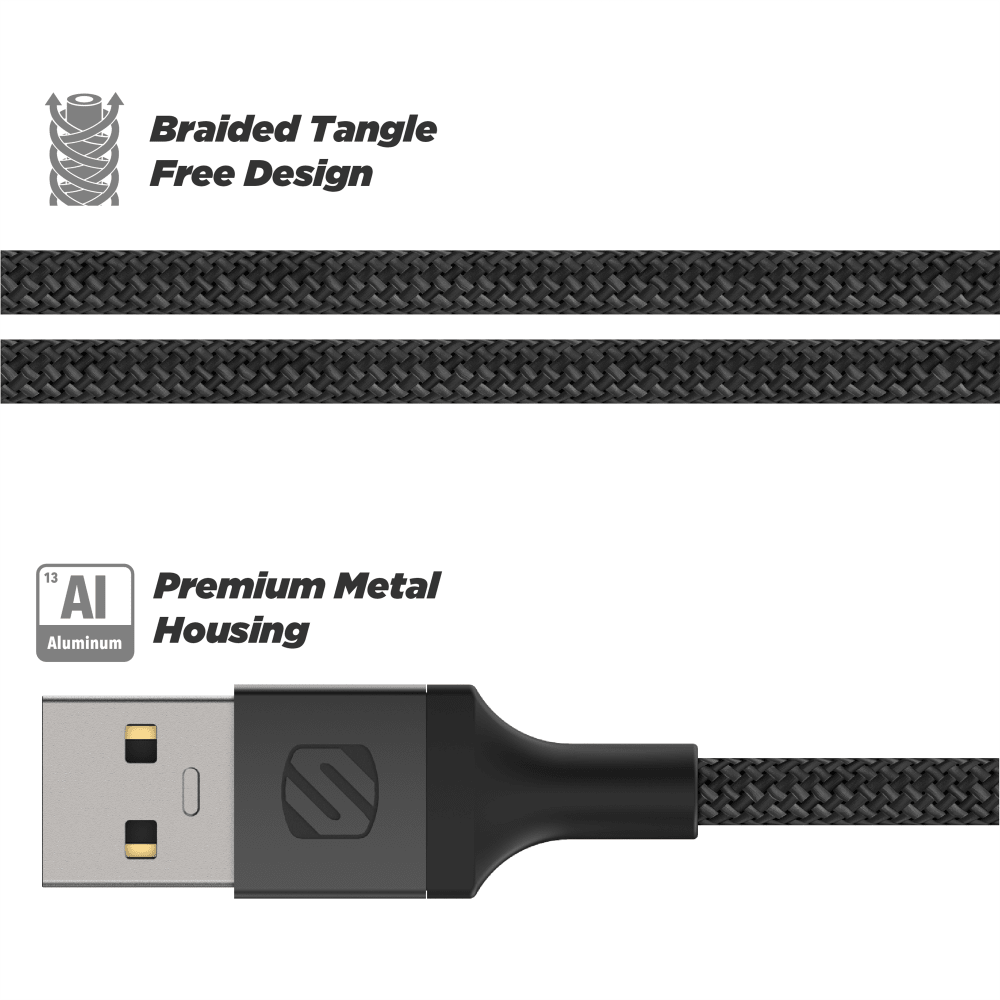 Wholesale cell phone accessory Scosche - Braided USB C to 3.5mm Aux Cable 4ft - Space Gray