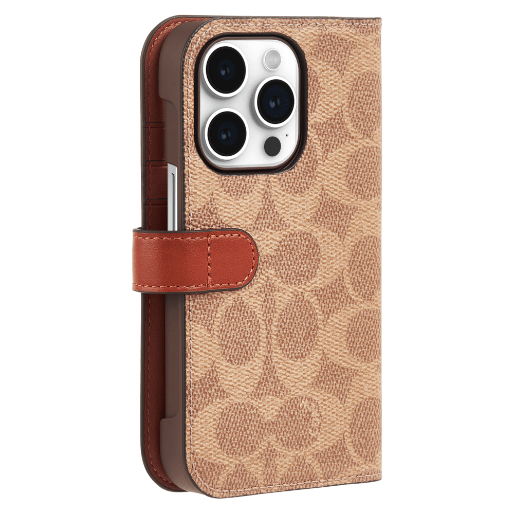 Wholesale cell phone accessory Coach - Folio Case for Apple iPhone 15 Pro - Signature C Tan