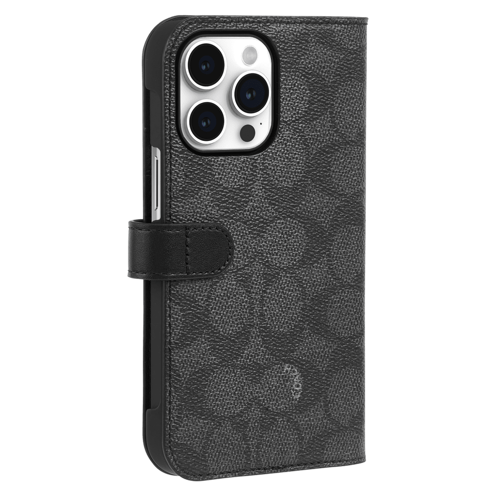 Wholesale cell phone accessory Coach - Folio Case for Apple iPhone 15 Pro - Signature C Charcoal