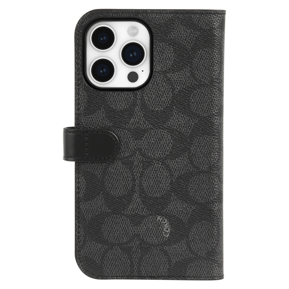 Wholesale cell phone accessory Coach - Folio Case for Apple iPhone 15 Pro - Signature C Charcoal