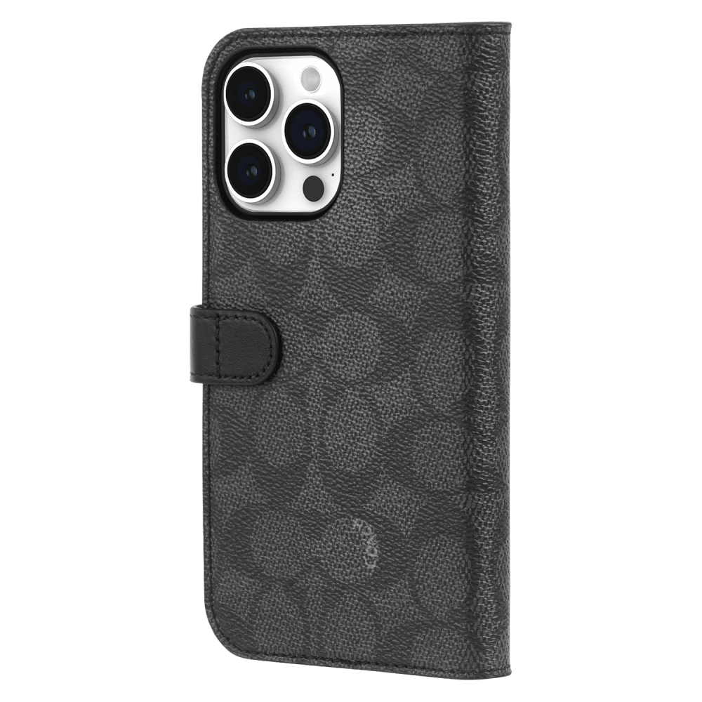 Wholesale cell phone accessory Coach - Folio Case for Apple iPhone 15 Pro - Signature C Charcoal