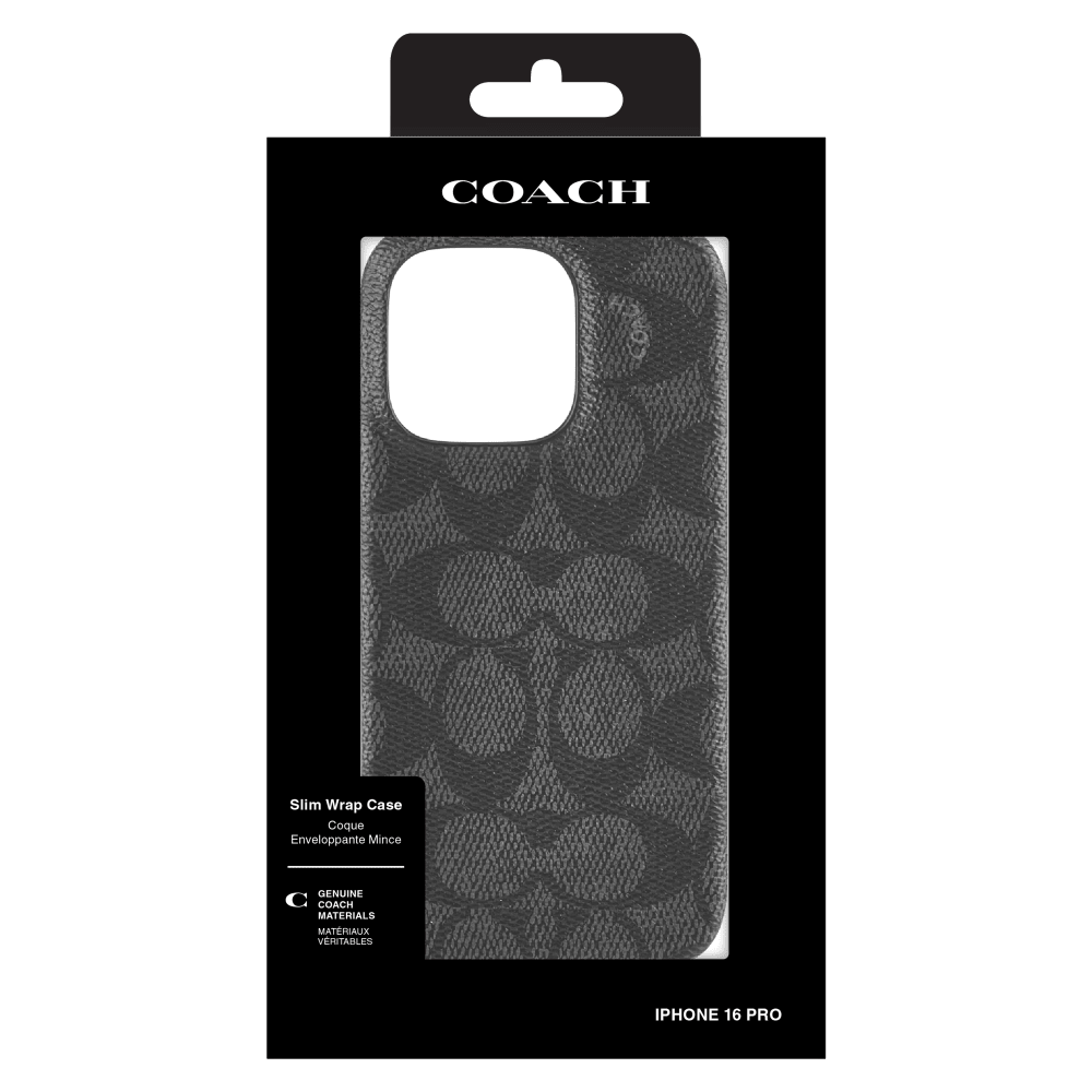 Wholesale cell phone accessory Coach - Slim Wrap Case for Apple iPhone 16 Pro - Signature Charcoal