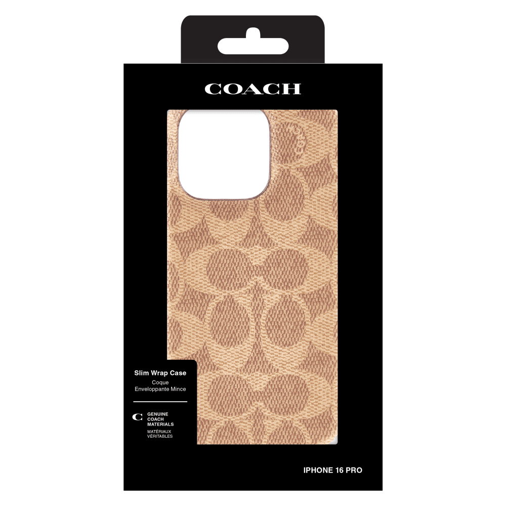 Wholesale cell phone accessory Coach - Slim Wrap Case for Apple iPhone 16 Pro - Signature Tan