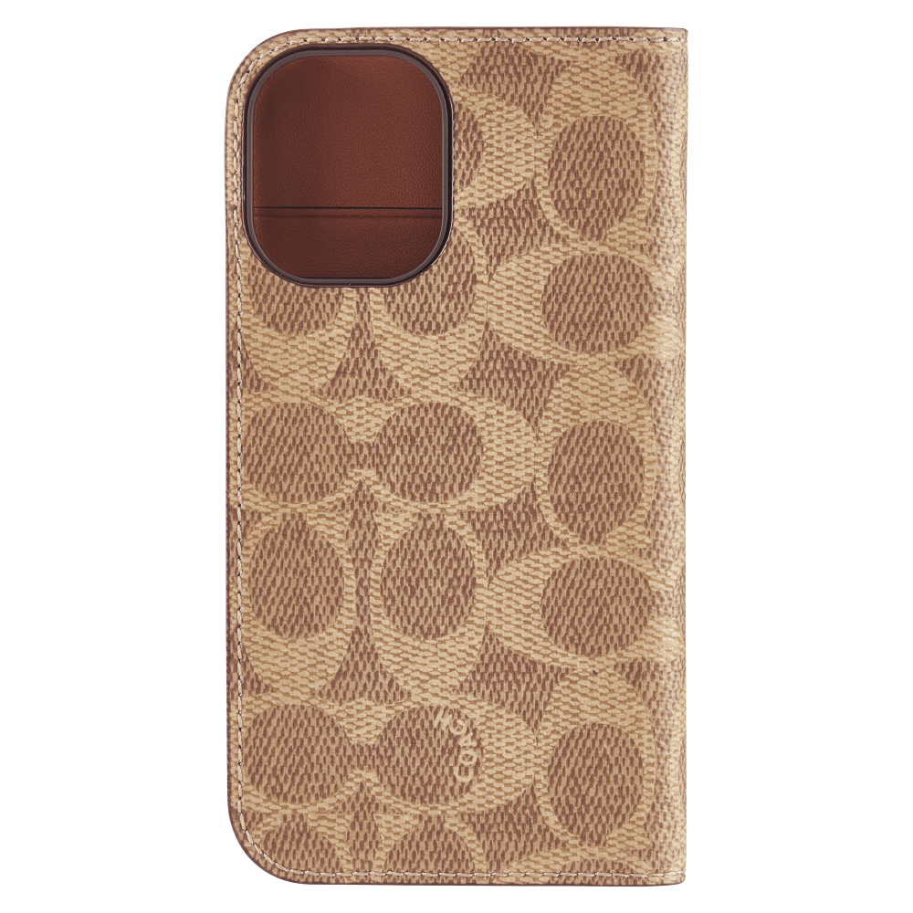 Wholesale cell phone accessory Coach - Folio Case for Apple iPhone 16 - Signature Tan