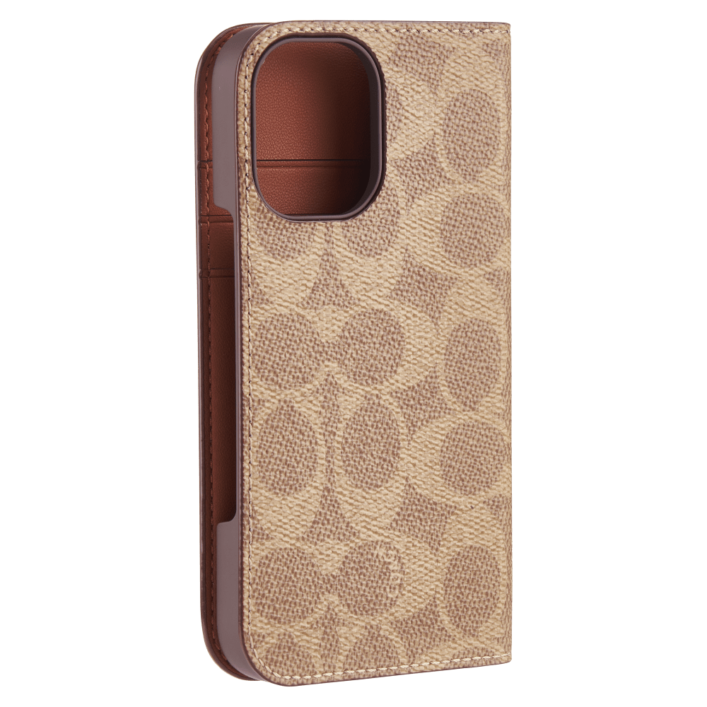 Wholesale cell phone accessory Coach - Folio Case for Apple iPhone 16 - Signature Tan