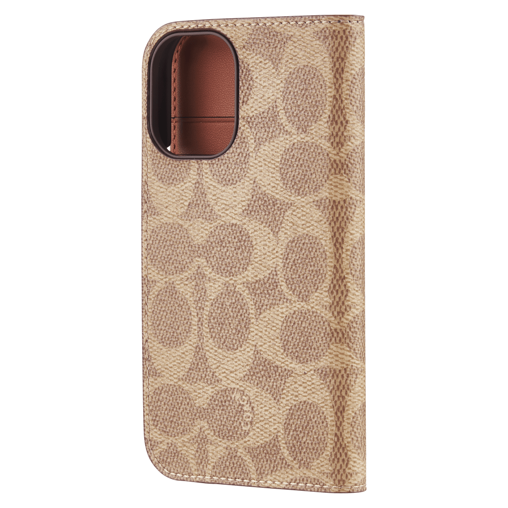 Wholesale cell phone accessory Coach - Folio Case for Apple iPhone 16 - Signature Tan