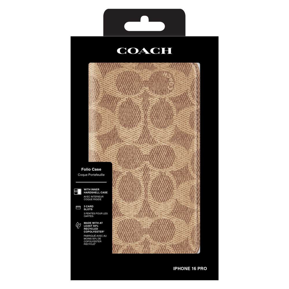 Wholesale cell phone accessory Coach - Folio Case for Apple iPhone 16 Pro - Signature Tan