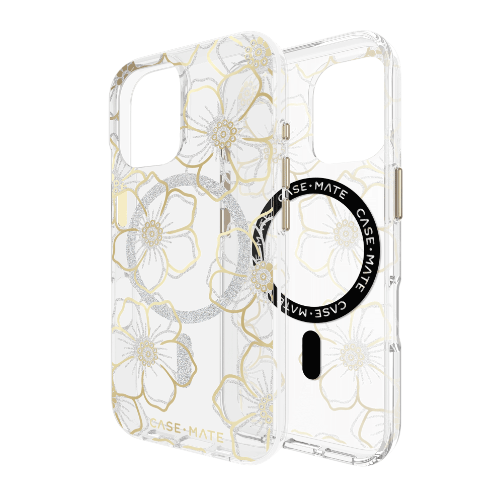 Wholesale cell phone accessory Case-Mate - Floral Gems MagSafe Case for Apple iPhone 16 - Gold