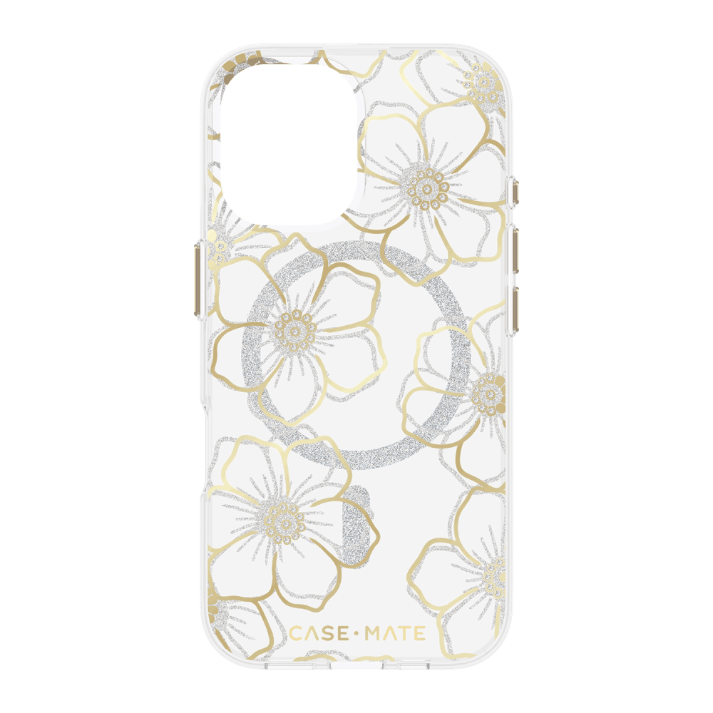 Wholesale cell phone accessory Case-Mate - Floral Gems MagSafe Case for Apple iPhone 16 - Gold