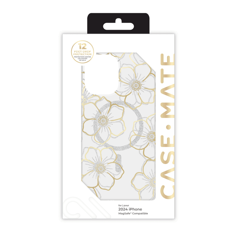 Wholesale cell phone accessory Case-Mate - Floral Gems MagSafe Case for Apple iPhone 16 - Gold