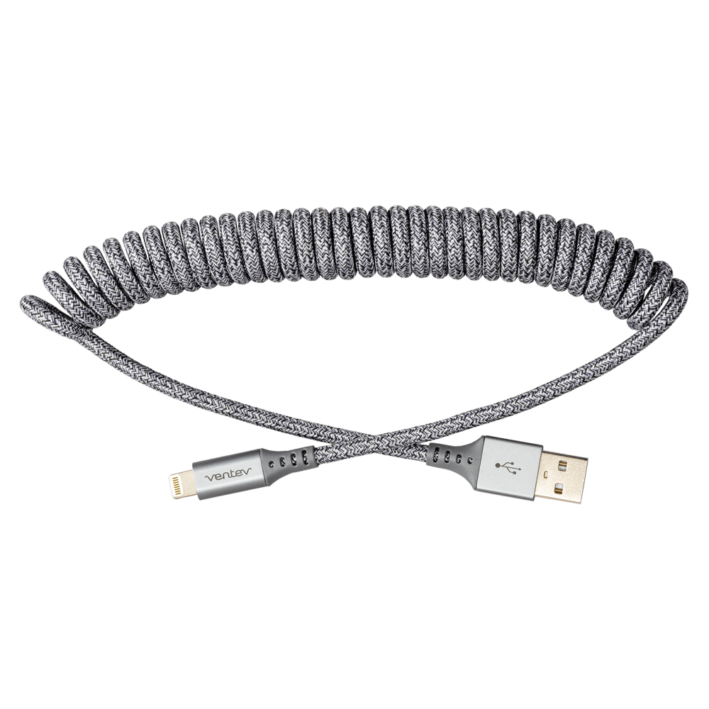 Wholesale cell phone accessory Ventev - Chargesync Helix Coiled USB A to Apple Lightning Cable