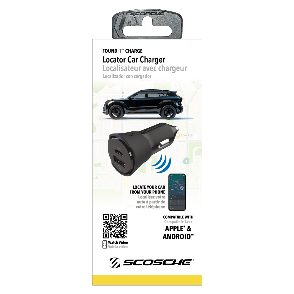 Wholesale cell phone accessory Scosche - Item Locator with Dual-Port 12V Charger 32W - Black